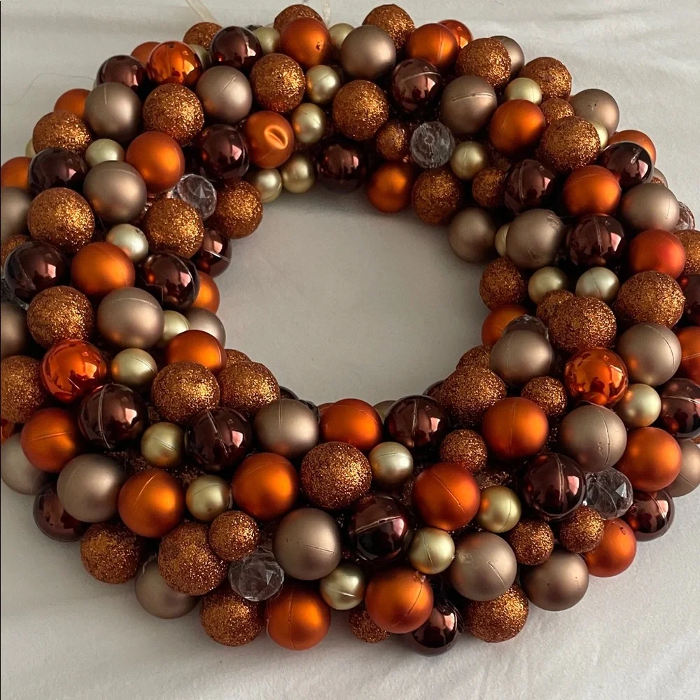 Festive Holiday Ornament Wreath - Orange and Gold
